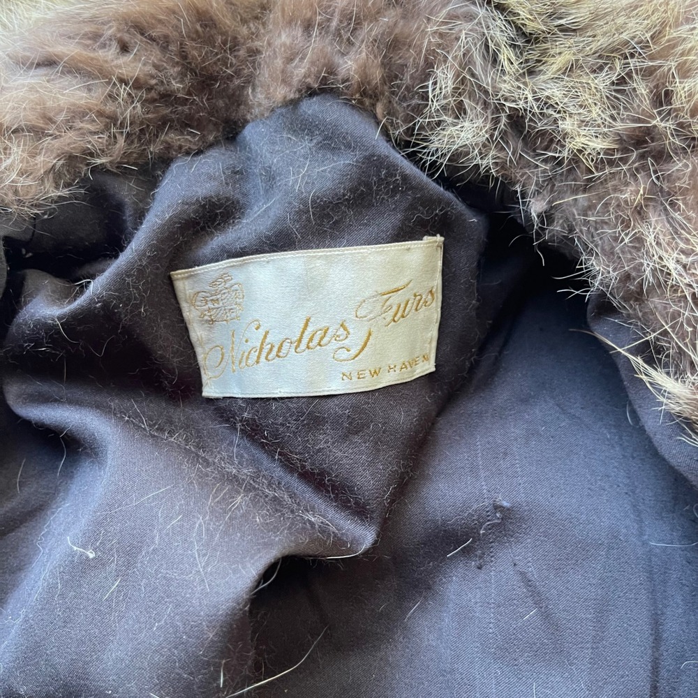 Nicholas Furs New Haven Vintage Raccoon Fur Coat Brown Grey Shawl Collar Lined - Picture 3 of 11